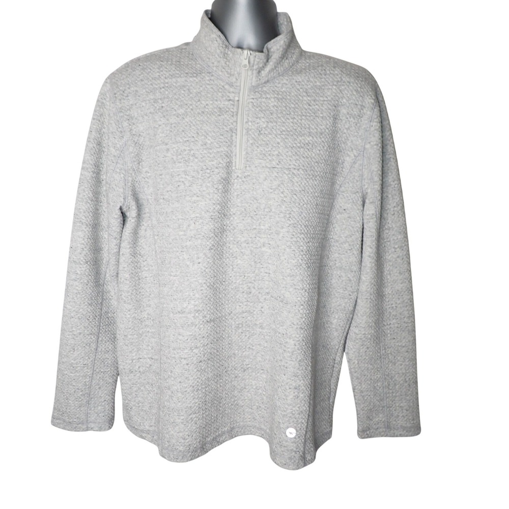 Hi-Tec Mens 1/4 Zip Textured Fleece Pullover Sweater Gray Large Outdoor Gorpcore